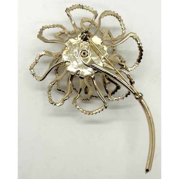Vintage Aurora Borealis Brooch Rhinestone Sarah Coventry Gold-Tone Flower 1960s - Picture 8 of 12